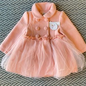 Little girls pink winter jacket dress